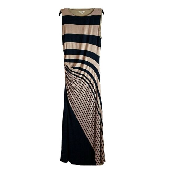 Soft Surroundings Here To Infinity Striped Maxi Dress Black Tan Size Pet Lg - Picture 2 of 8